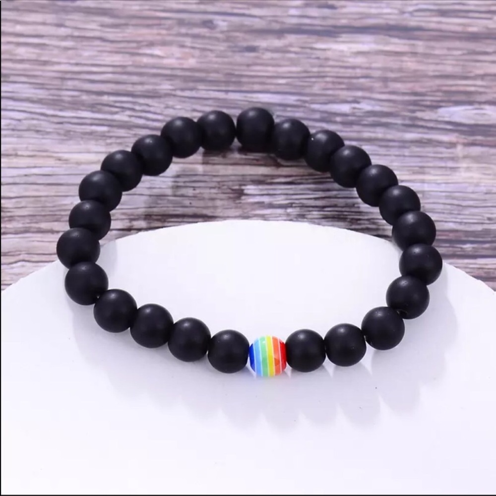 Black beads rainbow bracelet